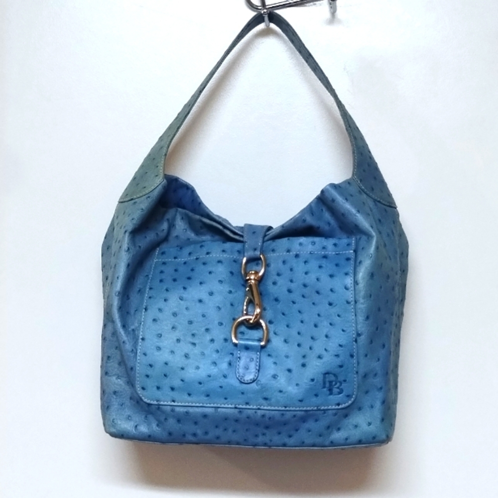 vtg Dooney Bourke ostrich leather hobo shoulder and dust bag